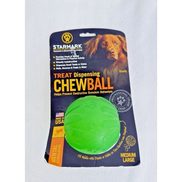 Starmark Treat Dispensing Chew Ball Tough Dog Toy Medium-Large for Large Breeds - Picture 7 of 8